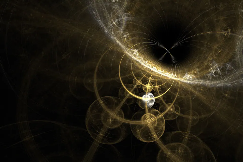 Spirales de lumière dorée sur fond noir